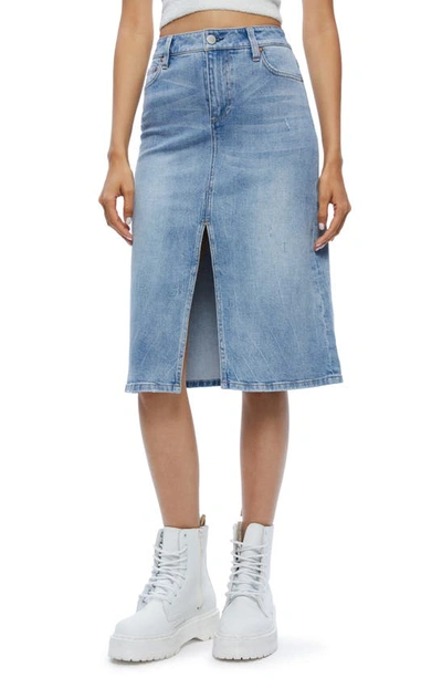 Alice And Olivia Rye Denim Skirt In Lightning Blue