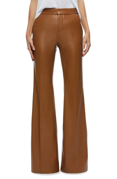 Alice And Olivia Danette Flare Hem Faux Leather Pants In Camel