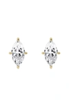 JENNIFER FISHER 18K GOLD MARQUISE LAB CREATED DIAMOND STUD EARRINGS