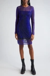 STELLA MCCARTNEY HOTFIX LONG SLEEVE CRYSTAL MESH DRESS