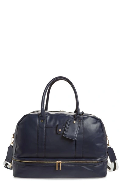 Mali + Lili Riley Vegan Leather Weekend Travel Bag In Navy