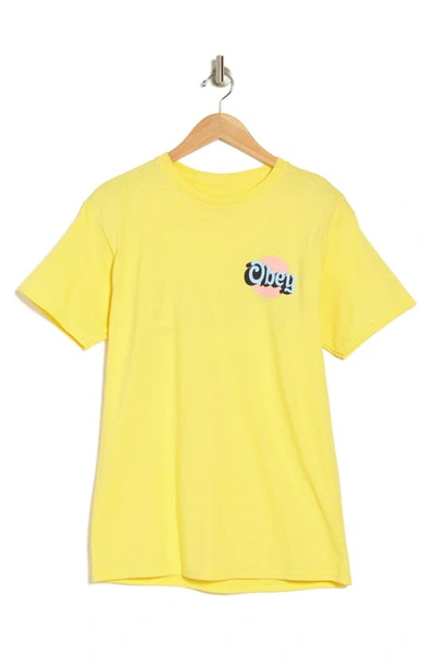 Obey Circle Logo Graphic T-shirt In Banana