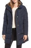 Cole Haan Signature Cole Haan Quilted Down & Feather Fill Jacket With Faux Fur Trim In Navy