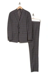 CALVIN KLEIN COLLECTION SLIM FIT LIGHT GREY PLAID WOOL BLEND SUIT