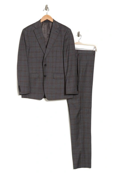 Calvin Klein Collection Slim Fit Light Grey Plaid Wool Blend Suit