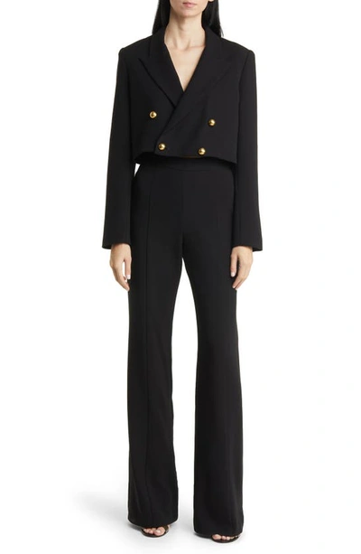 Black Halo Hugo Crop Blazer & High Waist Flare Pants In Black