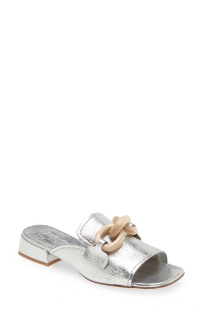 Pedro Garcia Enna Slide Sandal In Silver Petitgrain Lame