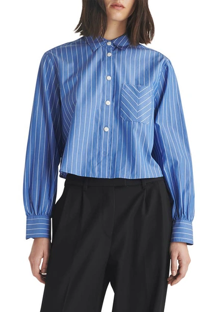 Rag & Bone Maxine Stripe Crop Shirt In Blue Stripe