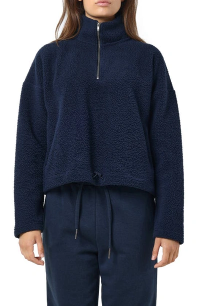 Noisy May Lea Fleece Quarter Zip Pullover In Navy Blazer