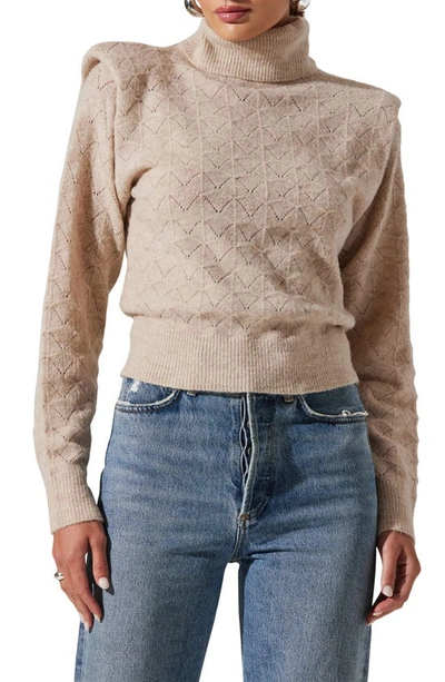 Astr Pointelle Jumper In Taupe