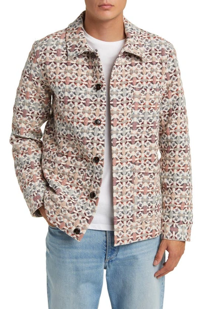 Nn07 Olva 5234 Abstract Jacquard Jacket In Ecru Multi