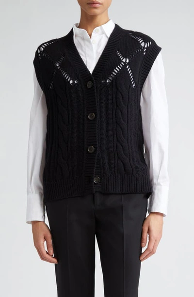 Maria Mcmanus Argyle Oversize Recycled Cashmere & Organic Cotton Sweater Vest In Black