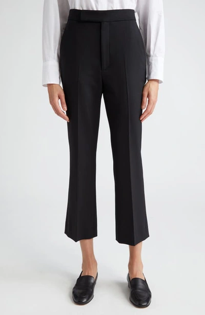 Maria Mcmanus Womens Black Cropped Pressed-crease Straight-leg High-rise Stretch-wool Trousers