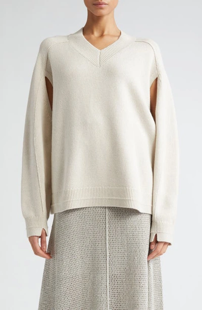 Maria Mcmanus Cape Sleeve Organic Cotton & Recycled Cashmere Sweater In Crema