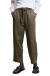 Mango Drawstring Linen Pants In Khaki