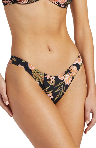 Billabong Hooked On Tropics Hike Bikini Bottoms In Black Pebble