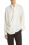 The Row Darnelle Silk Blouse With Neck Panel In White