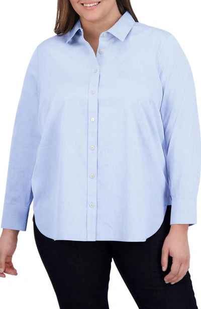 Foxcroft Meghan Cotton Button-up Shirt In Blue Wavee2