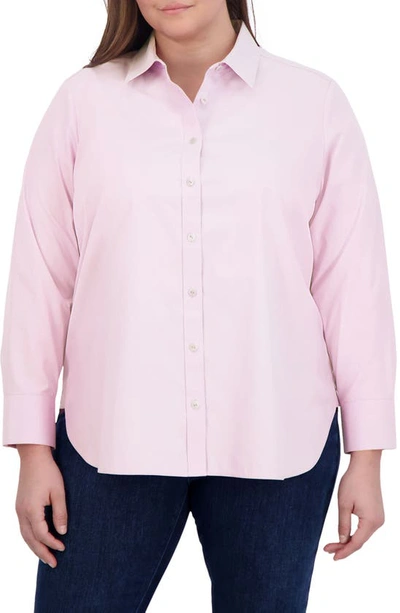 Foxcroft Meghan Cotton Button-up Shirt In Chambray Pink