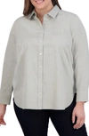 Foxcroft Meghan Cotton Button-up Shirt In Silver