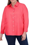 Foxcroft Meghan Cotton Button-up Shirt In Simply Red
