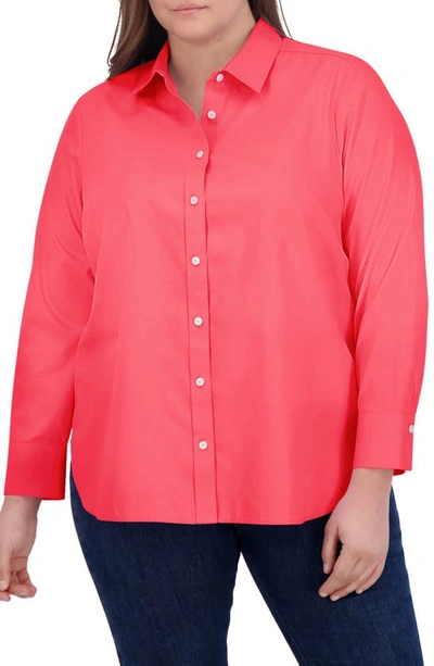 Foxcroft Meghan Cotton Button-up Shirt In Simply Red