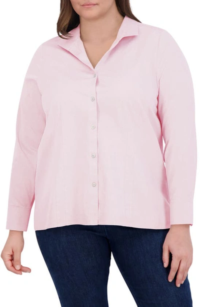 Foxcroft Katie Cotton Shirt In Chambray Pink