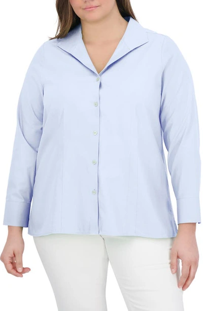 Foxcroft Katie Cotton Shirt In Blue Wavee2