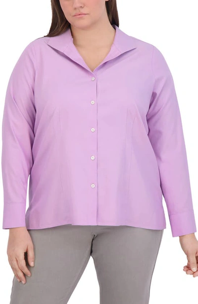 Foxcroft Katie Cotton Shirt In Soft Violet