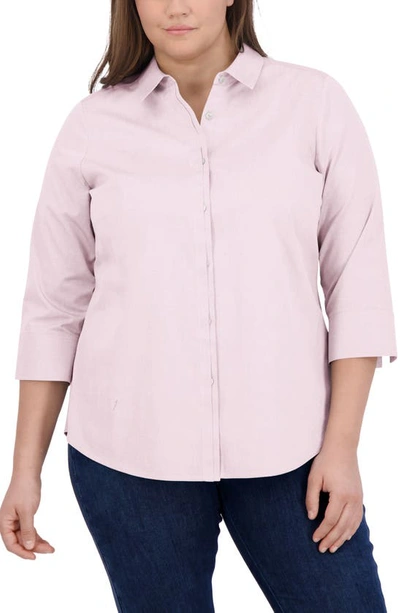 Foxcroft Charlie Cotton Oxford Shirt In Chambray Pink