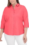 Foxcroft Meghan Cotton Button-up Shirt In Simply Red