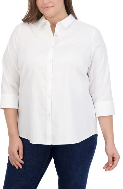 Foxcroft Charlie Cotton Oxford Shirt In White
