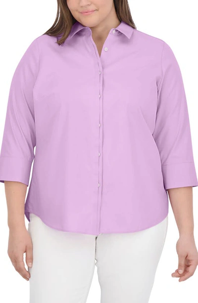 Foxcroft Charlie Cotton Oxford Shirt In Soft Violet