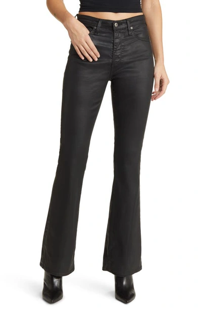 Ag Farrah Coated High Waist Bootcut Jeans In Leatherette Super Black