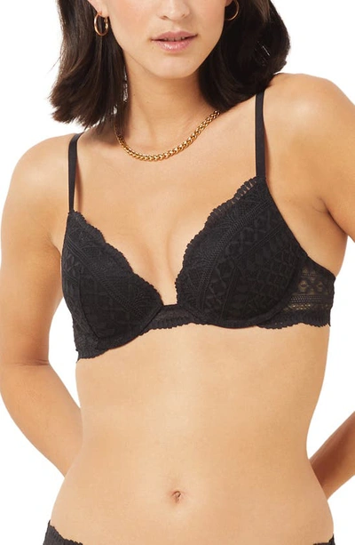 Etam Idole No. 2 Underwire Plunge Push-up Bra In Black