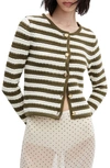 Mango Stripe Cardigan In Khaki