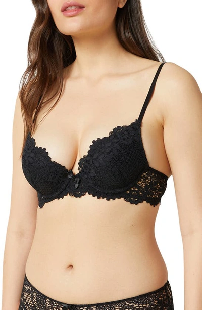 Etam Success Underwire Plunge Push-up Bra In Black