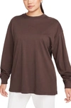 Nike Micro Logo Oversize Long Sleeve T-shirt In Brown
