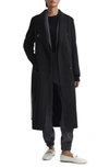 Reiss Black Relaxed Wool Blend Blindseam Belted Coat