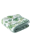 Little Unicorn Tropical Leaf Cotton Muslin Big Kid Hooded Towel In Powder Party