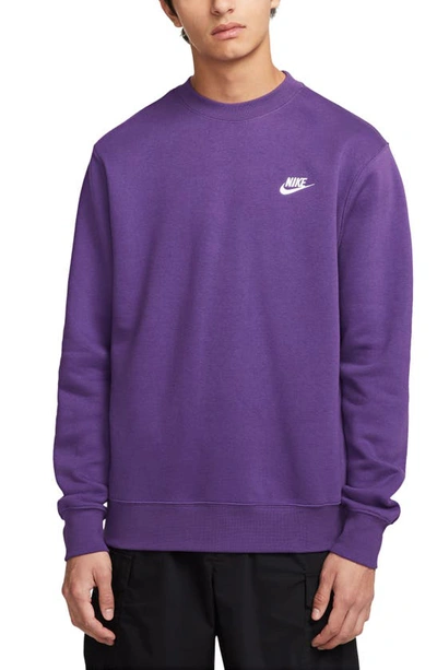Nike Club Crewneck Sweatshirt In Purple Cosmos/ White