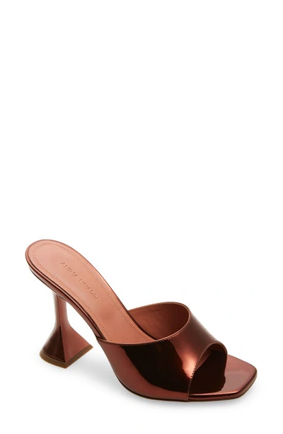 Amina Muaddi Lupita Metallic Slide Sandal In Brown