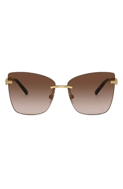 Dolce & Gabbana 59mm Gradient Butterfly Sunglasses In Brown Gradient