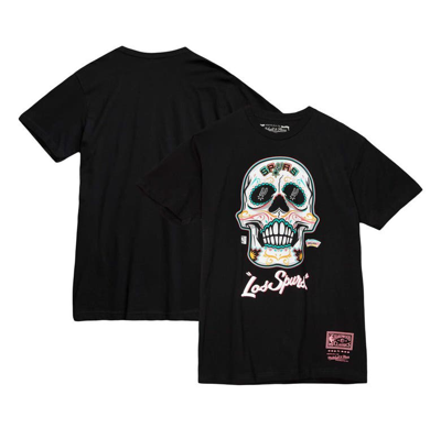 Mitchell & Ness Black San Antonio Spurs Hardwood Classics Sugar Skull Hometown T-shirt