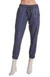 Bella Dahl Chelsea Faux Leather Joggers In Frosted Blue