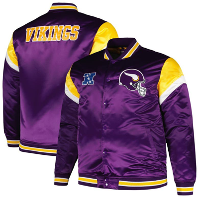 Mitchell & Ness Men's  Purple Distressed Minnesota Vikings Big And Tall Satin Full-snap Jacket