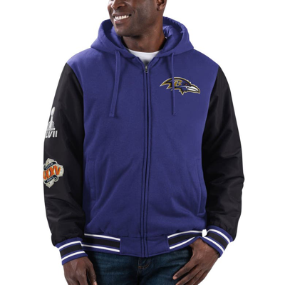 G-iii Sports By Carl Banks Men's  Purple, Black Baltimore Ravens Player Option Full-zip Hoodie Jacket