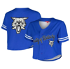 MITCHELL & NESS MITCHELL & NESS  ROYAL KENTUCKY WILDCATS VAULT CROPPED V-NECK BUTTON-UP SHIRT