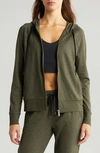 Zella Restore Soft Full Zip Hoodie In Olive Night