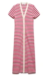 Mango Striped Jersey Dress Fuchsia In Fuchsia
